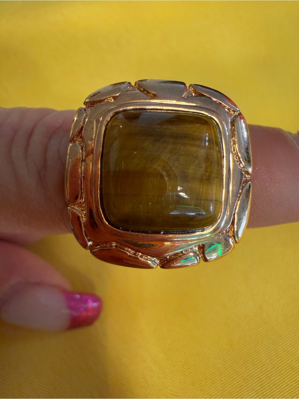 Park Lane Gold Brown Tiger’s-Eye-Look Ring Size 7